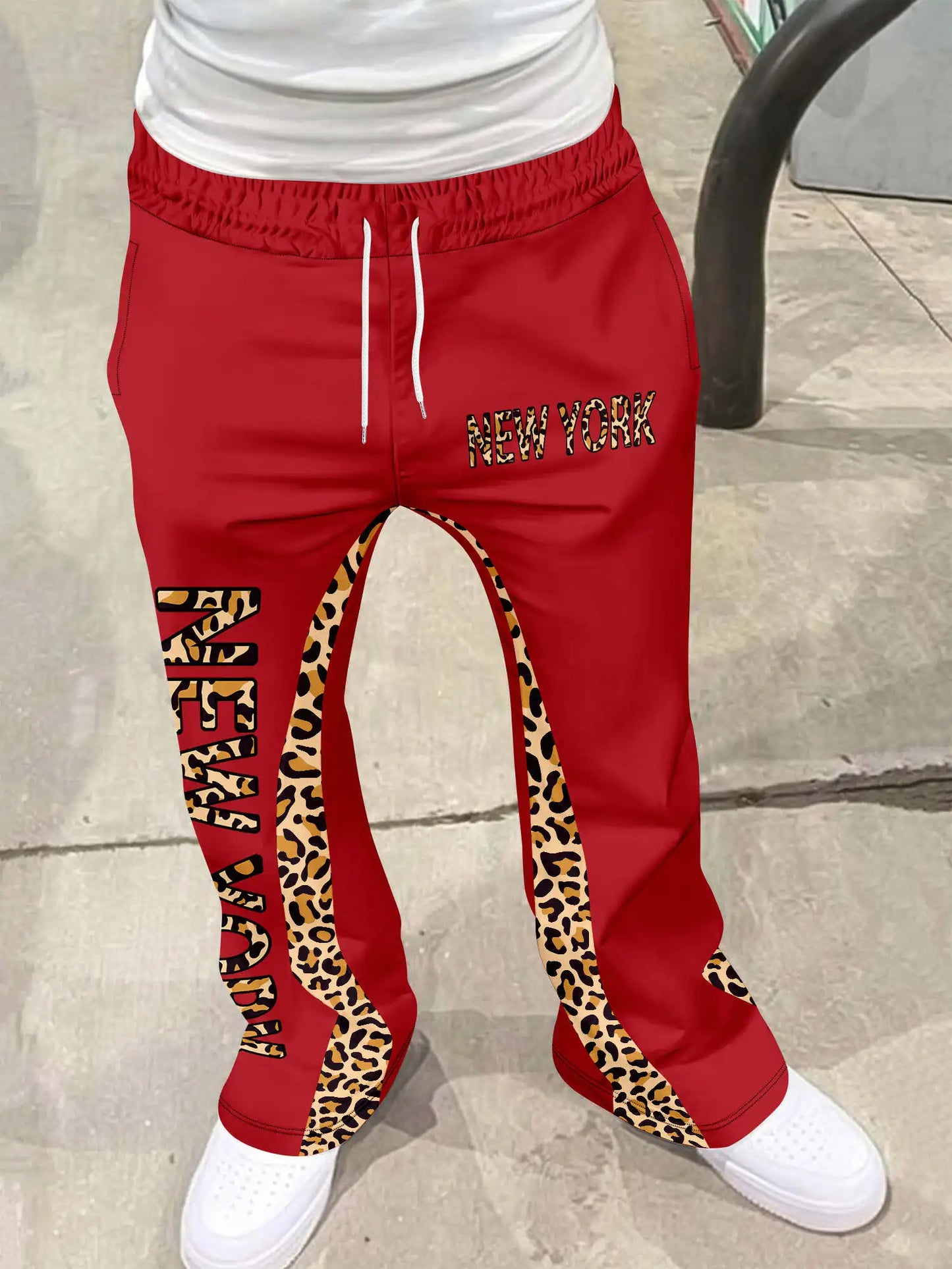 Y2k Flared Pants Men Loose 3D Print Trousers Casual Sweatpants Mid Waist Sporty Female Clothes Streetwear Hip Hop Vintage Pants