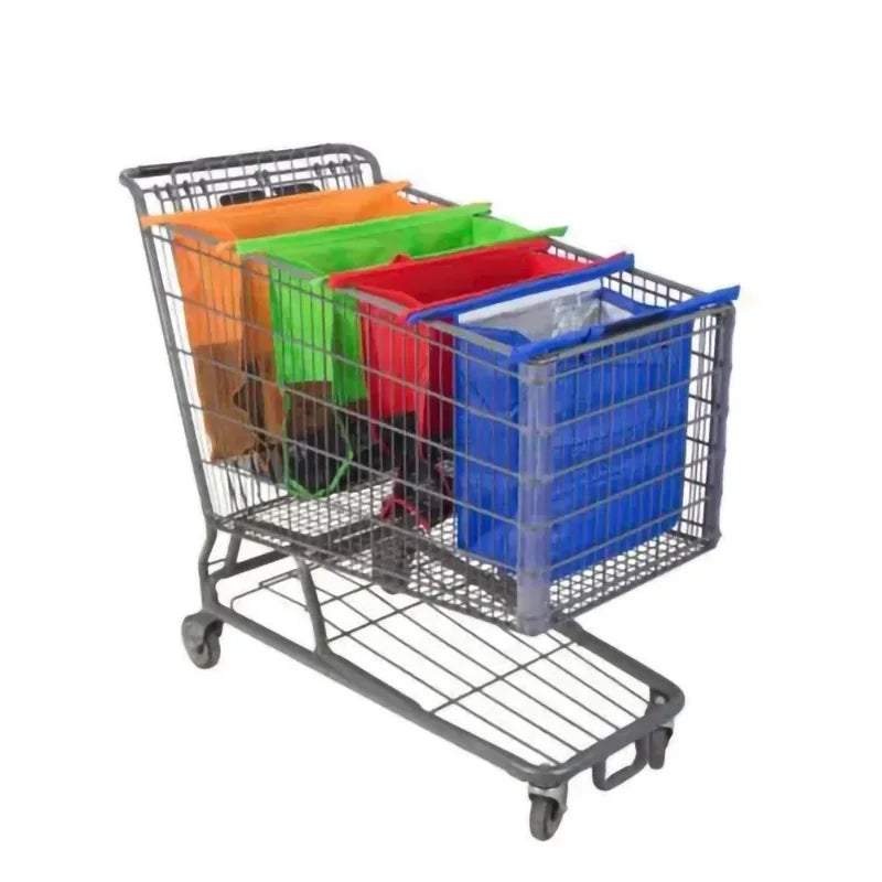 4Pcs/set Foldable Cart Trolley Supermarket Shopping Storage Bags Reusable Eco-Friendly Grocery Shop Handbag Nonwovens Tote Bag