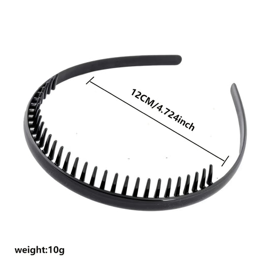2 PCS Non Slip Fashion Effortless Plastic Headbands with Teeth Comb Skinny Hair Bands for Women Men Teen Girls Sports Headbands
