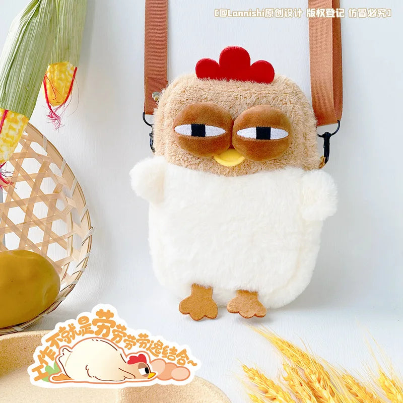 Creative Dozy Chicken Plush Bag Doll Pentant Squawk Alcoholic Chicken Soft Stuffed Cotton Plush Tote For Birthday Gift To Friend