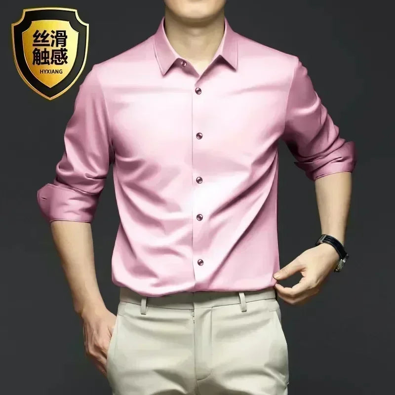 Men's White Shirt Long Sleeve Non iron Business Dress Slim Fit Korean Version Professional Work White Casual Men's Suit Shirt