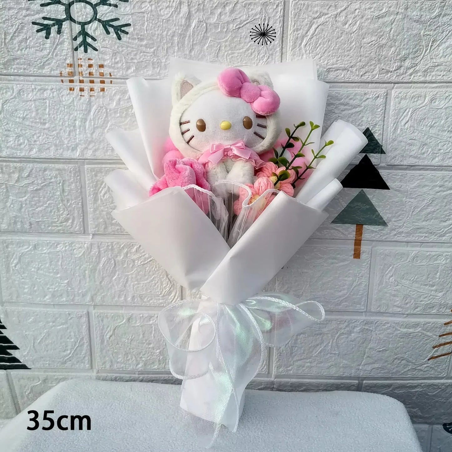 Hello Kitty Cartoon Plush Bouquet Anime Rose Flowers Doll Home Wedding Decoration Christmas Valentine's Day Gift