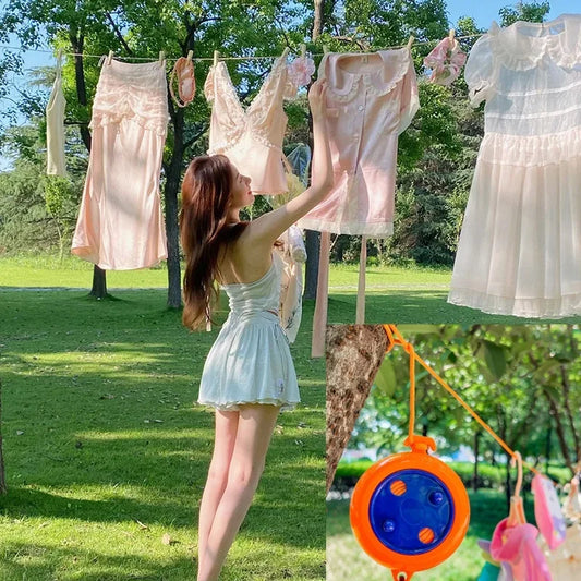10M Retractable Clothesline Outdoor Travel Portable Clothes Drying Rack Windproof Washing Line For Camping Home Laundry Hanger