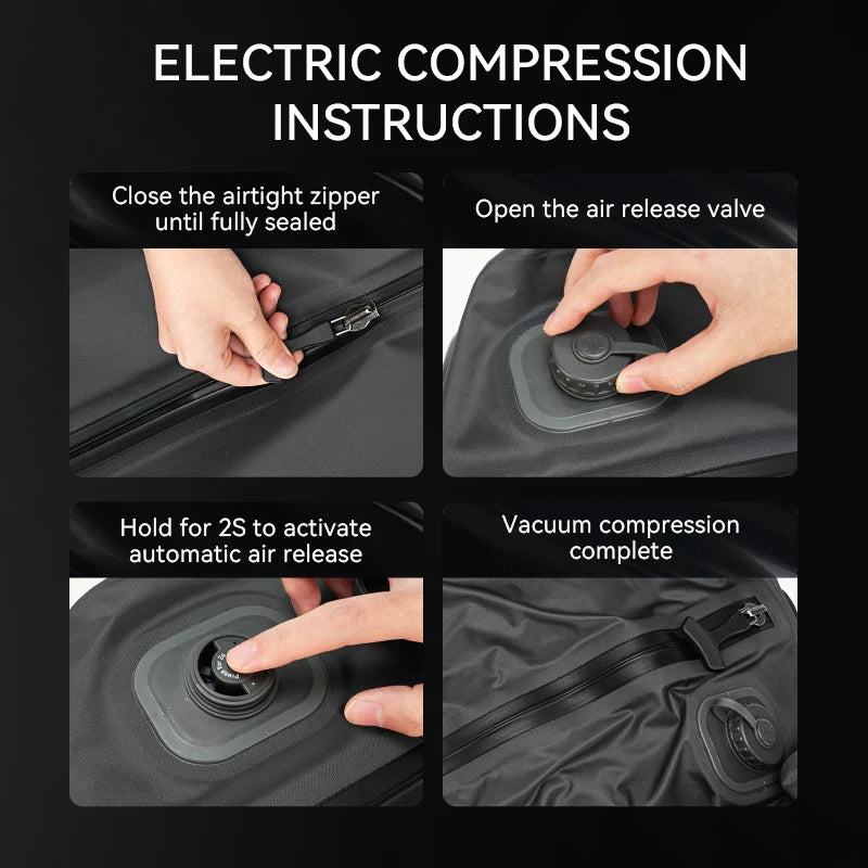 ReeYee Automatic Vacuum Storage Bags for Clothes, Travel Space Saver Bag for Down Jackets & Waterproof Clothing, Sealed Compress