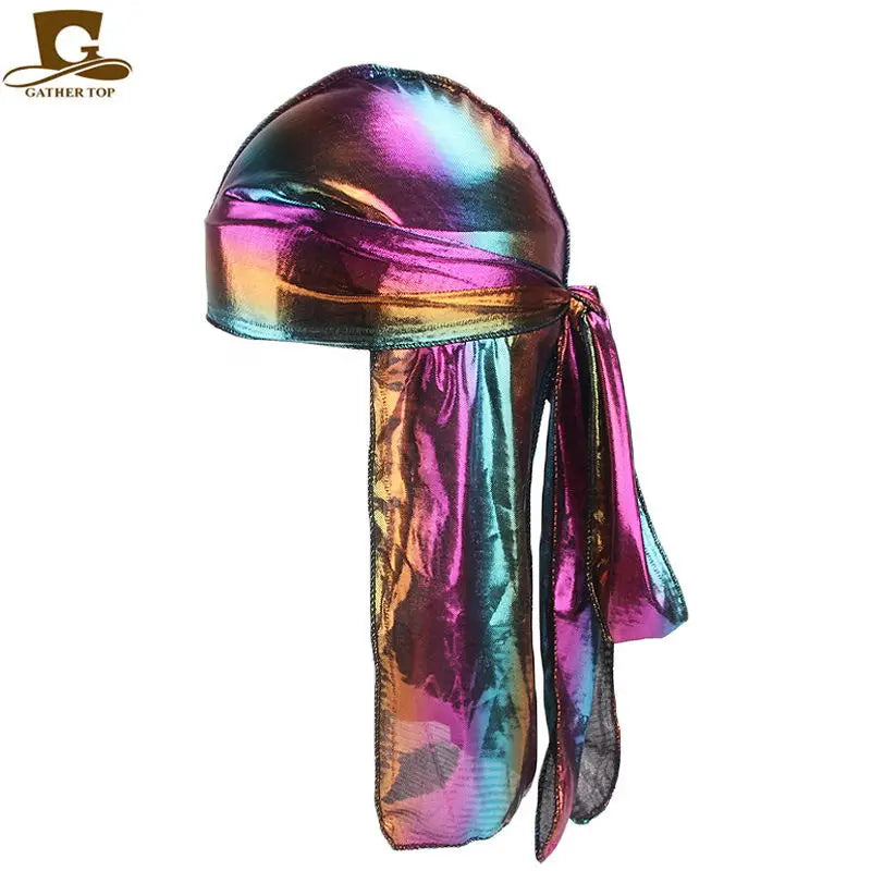 Men's Silky Durags Bandanas Turban hat Wigs Doo Men Satin Durag Biker Headwear Headband Hair Accessories Extra Long Tail Du-Rag