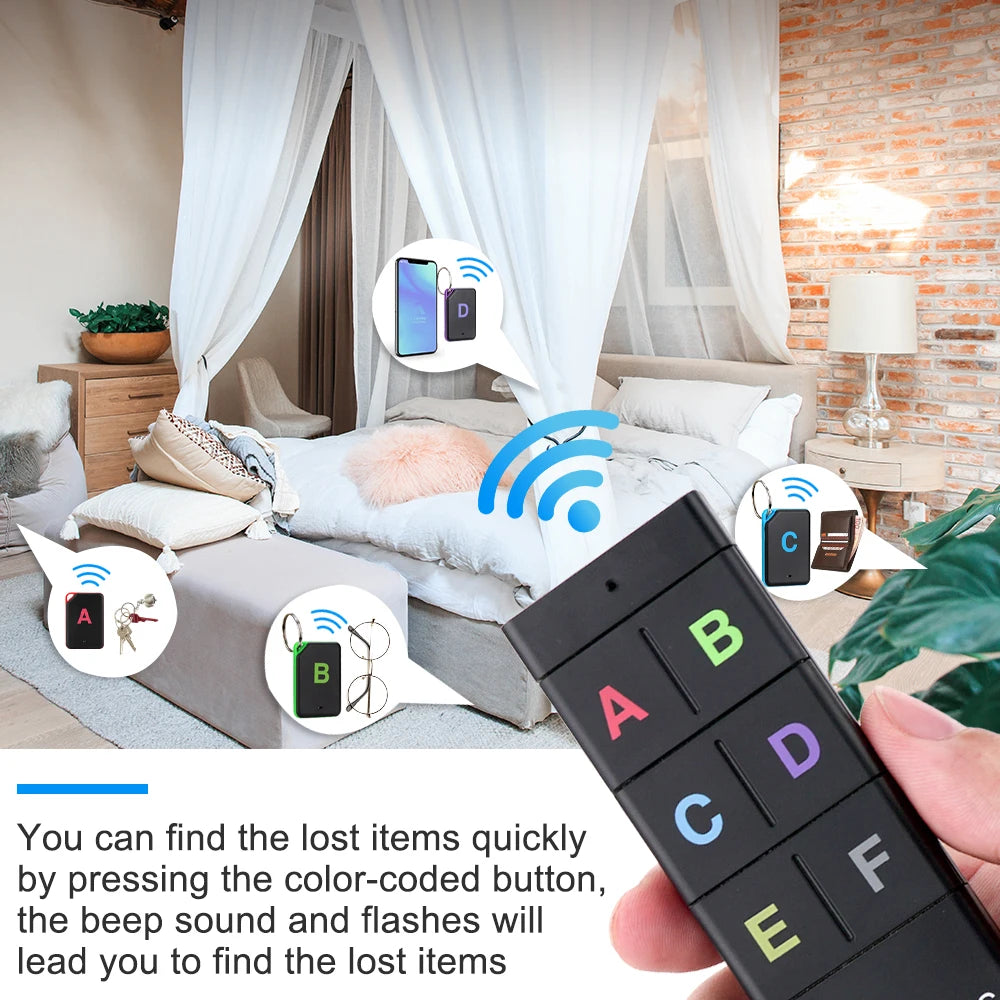 Retekess TH104 Wireless Key Finder RF Key Locator Pet Tracker Wallet Tracker Remote Control 1 RF Transmitter 6 Receiver