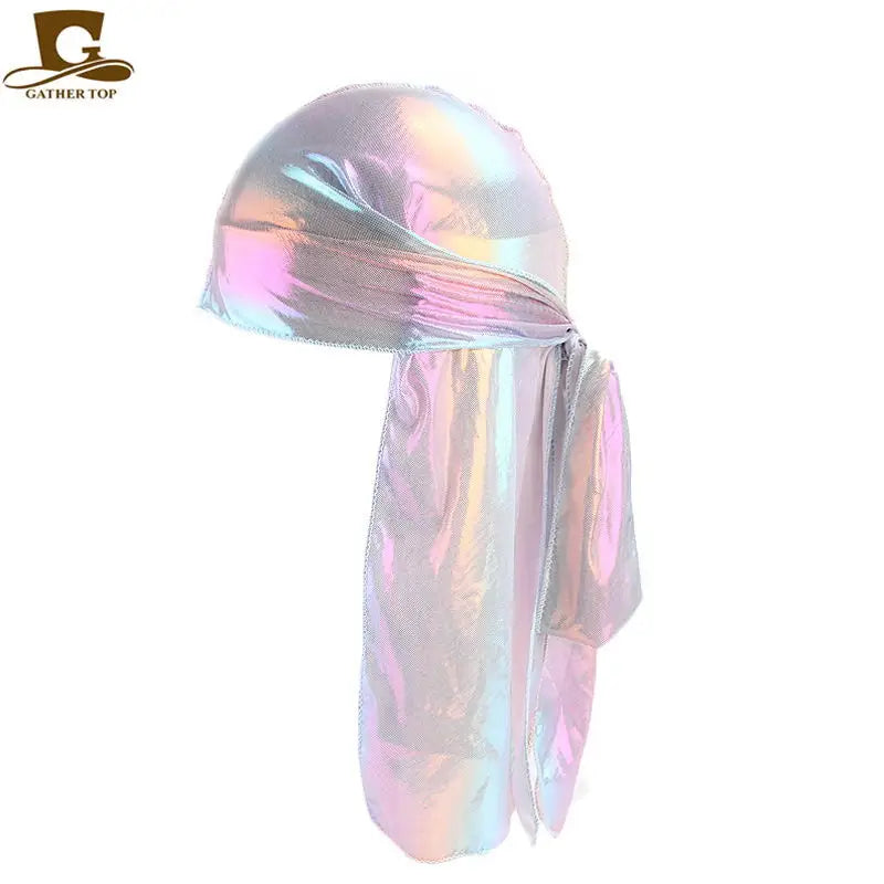 Men's Silky Durags Bandanas Turban hat Wigs Doo Men Satin Durag Biker Headwear Headband Hair Accessories Extra Long Tail Du-Rag