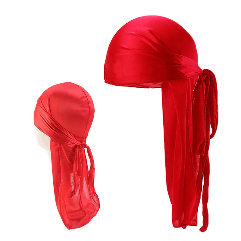 Men's Silky Durags Bandanas Turban hat Wigs Doo Men Satin Durag Biker Headwear Headband Hair Accessories Extra Long Tail Du-Rag
