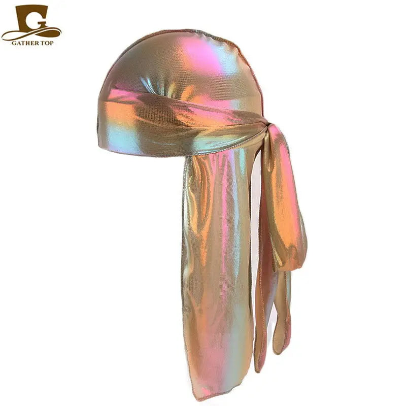 Men's Silky Durags Bandanas Turban hat Wigs Doo Men Satin Durag Biker Headwear Headband Hair Accessories Extra Long Tail Du-Rag