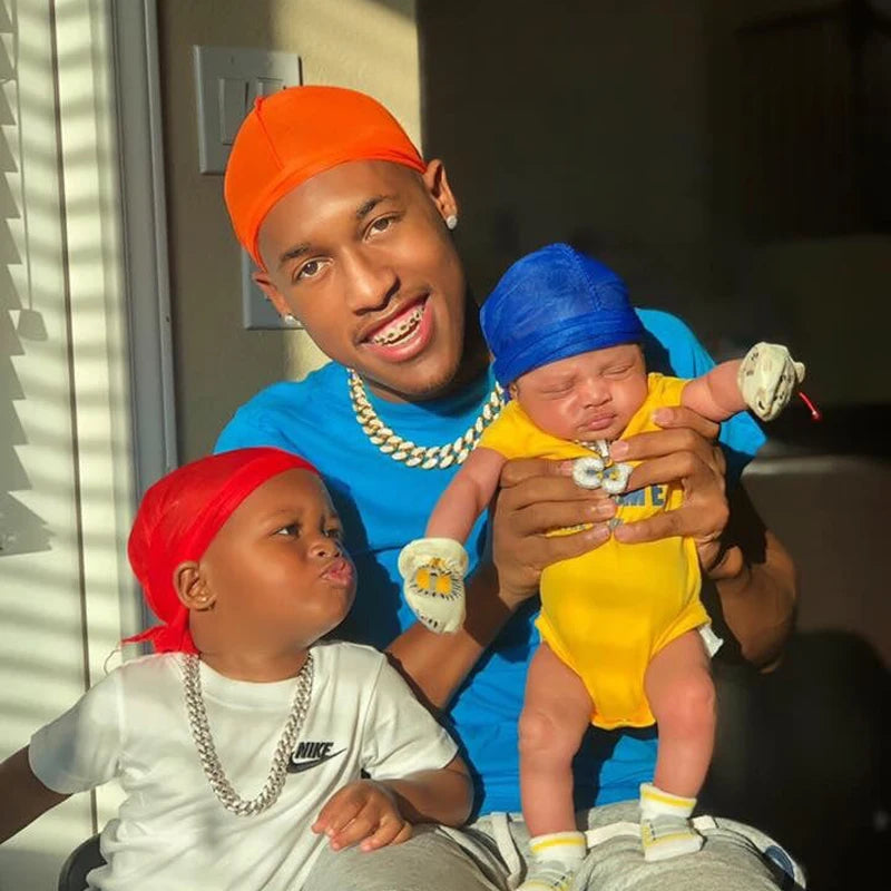 Men's Silky Durags Bandanas Turban hat Wigs Doo Men Satin Durag Biker Headwear Headband Hair Accessories Extra Long Tail Du-Rag