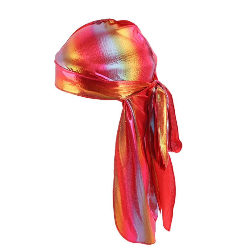 Men's Silky Durags Bandanas Turban hat Wigs Doo Men Satin Durag Biker Headwear Headband Hair Accessories Extra Long Tail Du-Rag