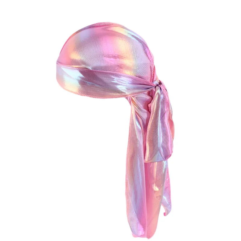 Men's Silky Durags Bandanas Turban hat Wigs Doo Men Satin Durag Biker Headwear Headband Hair Accessories Extra Long Tail Du-Rag