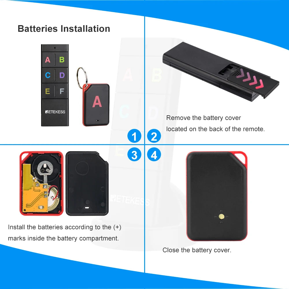 Retekess TH104 Wireless Key Finder RF Key Locator Pet Tracker Wallet Tracker Remote Control 1 RF Transmitter 6 Receiver