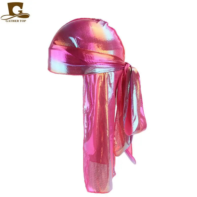 Men's Silky Durags Bandanas Turban hat Wigs Doo Men Satin Durag Biker Headwear Headband Hair Accessories Extra Long Tail Du-Rag