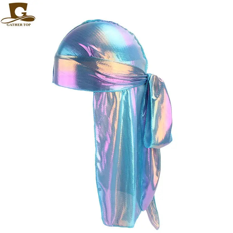 Men's Silky Durags Bandanas Turban hat Wigs Doo Men Satin Durag Biker Headwear Headband Hair Accessories Extra Long Tail Du-Rag