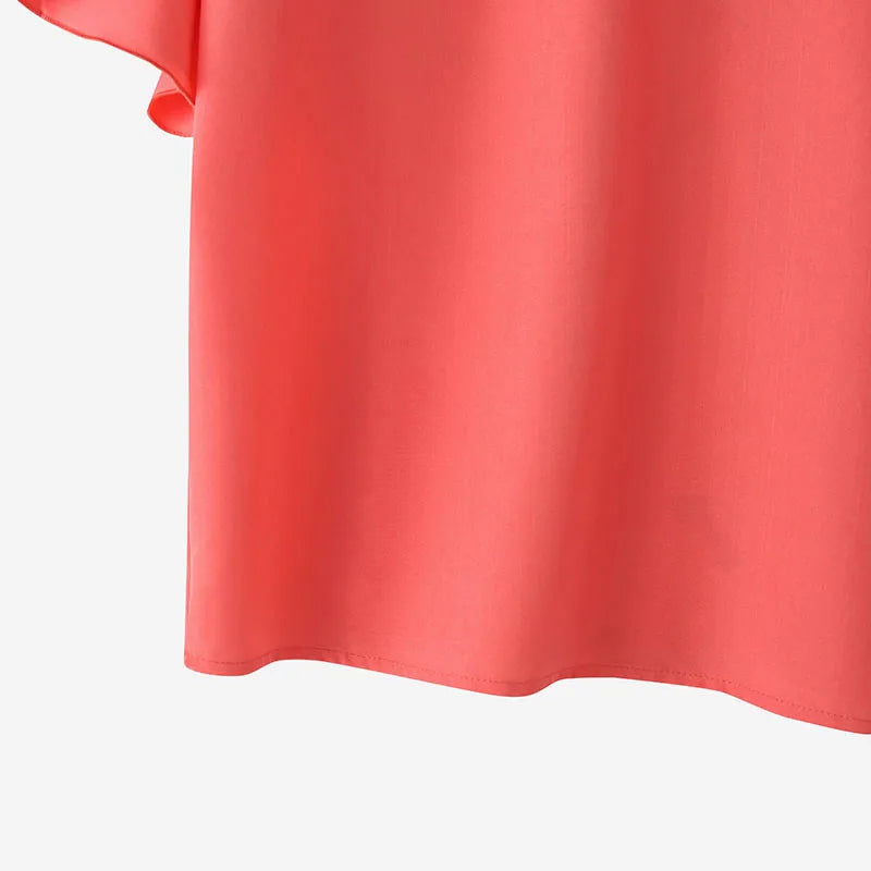ZANZEA 2025 Fashion Summer Blouse Women Flare Sleeve Casual Tops Loose Ruffled Shirts Solid Color Elegant OL Blusas Femininas