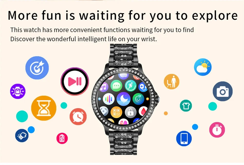 2025 New Fashion Women Smart Watch AMOLED HD Screen Sports Watch Health Heart Rate Voice Call Smart Watch For Android IOS