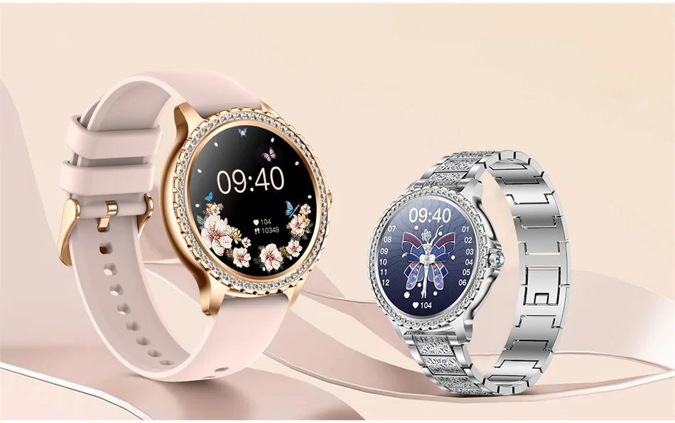 2025 New Fashion Women Smart Watch AMOLED HD Screen Sports Watch Health Heart Rate Voice Call Smart Watch For Android IOS