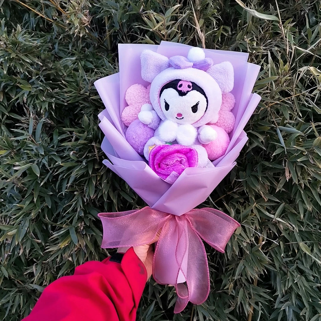 Hello Kitty Cartoon Plush Bouquet  Anime Rose Flowers Doll Home Wedding Decoration Christmas Valentine's Day Gift