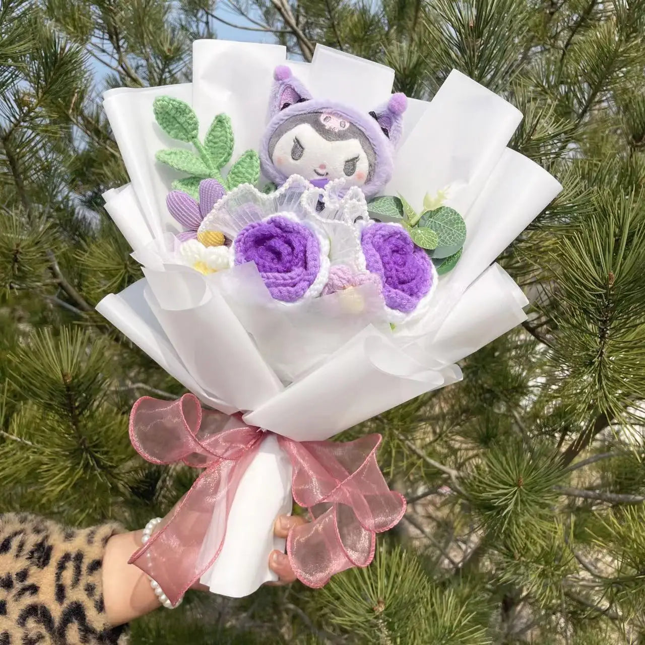 Kawaii Hello Kitty Cat Dolls With Artificial Flowers Creative Bouquet Christmas Valentine Birthday Graduation Gifts