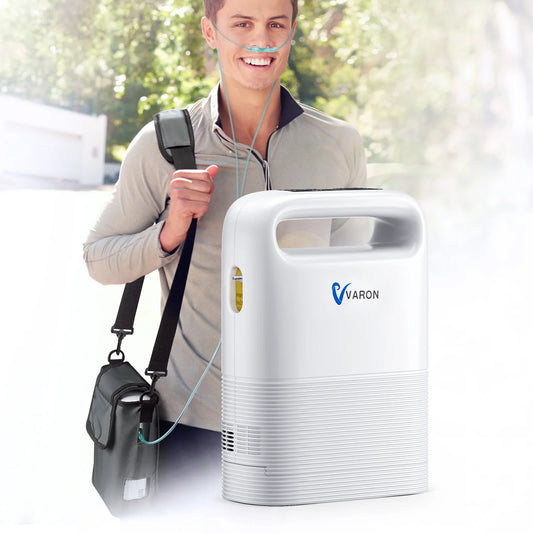 Varon Portable 93±3% Oxygen Concentration Pulse Dual Oxygen Delivery Modes 6 Levels Rechargeable Battery For Outdoor Travel Use