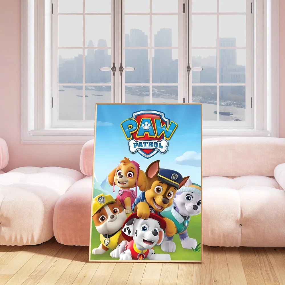 Cartoon P-Paw P-Patrol Intelligent Dog Poster Gallery Prints Self Adhesive Home Decor Decoration Wall Decals Living Room Sticker