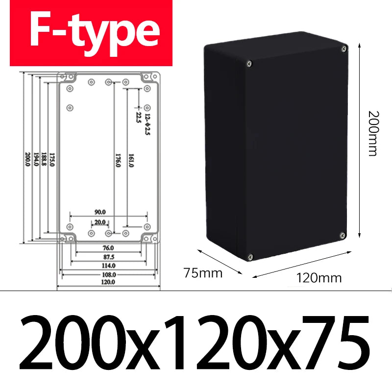 ABS Waterproof Box Housing Electronic Safe Case Plastic Boxes Black Wire Junction Box Plastic Organizer IP67 Waterproof Enclosur