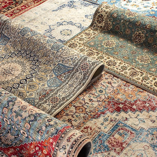 VIKAMA Washable Foldable Imitation Cashmere Carpet Entry Door Mat Persian Retro Style Living Room Bedroom Bed Soft Mat