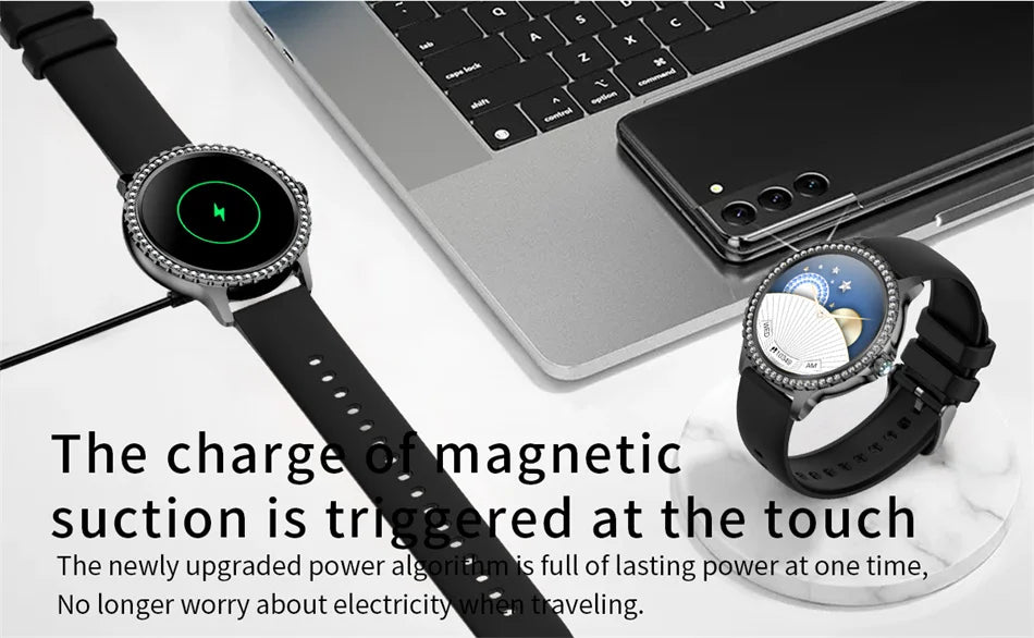 2025 New Fashion Women Smart Watch AMOLED HD Screen Sports Watch Health Heart Rate Voice Call Smart Watch For Android IOS