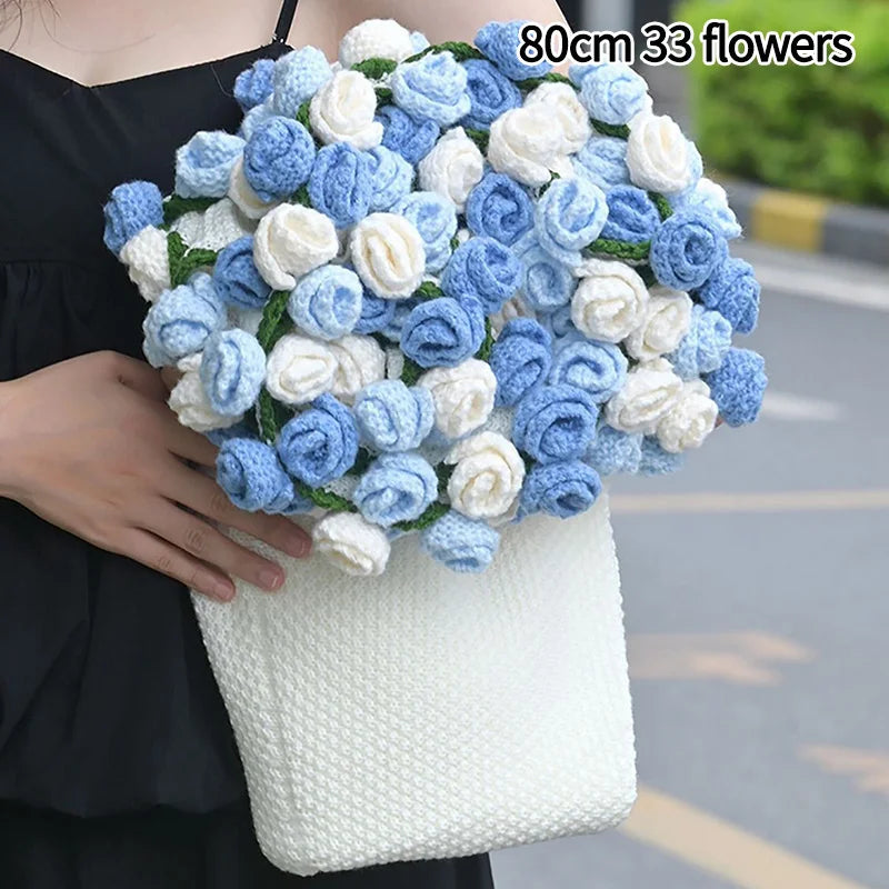 Rose Bouquet Blanket Hand Made Bouquet Nap Blankets Sofa Cover Finished Bouquet Blanket Couple Gift Home Supplies Manta de rosas