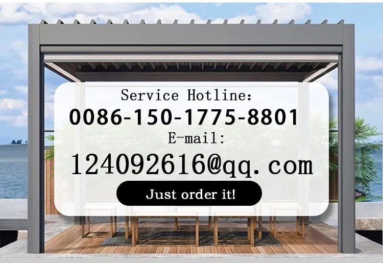 Electric Adjustable Bioclimatic Louvered Motorized Aluminous Waterproof Outdoor Living Garden Pergolas Gazebo Sunroom Pavilion