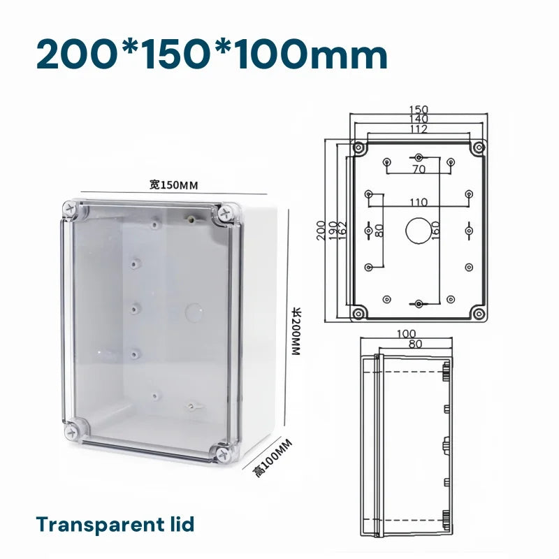 Transparent Waterproof Outdoor Enclosure Plastic Box Electronic Project Case Instrument Electrical Box IP68 Junction Box Housing