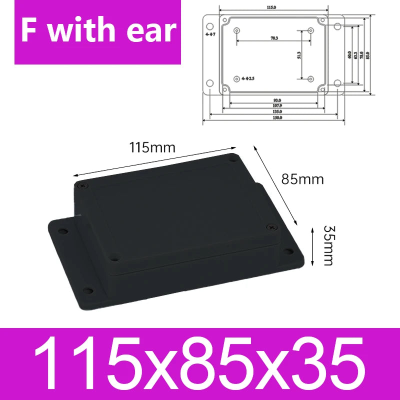 ABS Waterproof Box Housing Electronic Safe Case Plastic Boxes Black Wire Junction Box Plastic Organizer IP67 Waterproof Enclosur