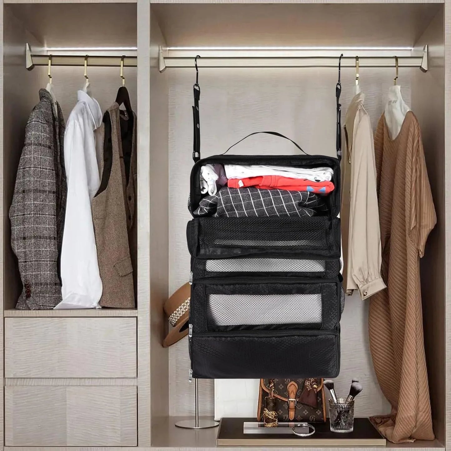 New Large Capacity Foldable Storage Hanging Bag, Three-dimensional Multi-layer Storage Bag, Multifunctional Oxford Cloth Bag