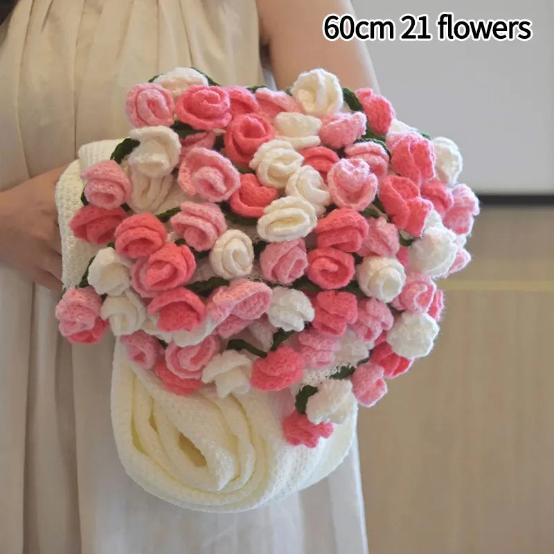 Rose Bouquet Blanket Hand Made Bouquet Nap Blankets Sofa Cover Finished Bouquet Blanket Couple Gift Home Supplies Manta de rosas