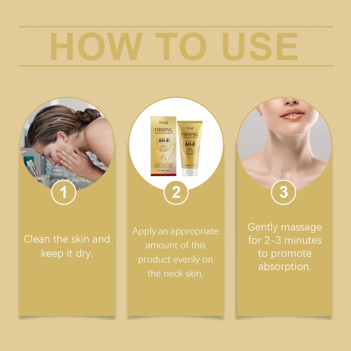 Ah-8 Firming Neck Cream Hexapeptide Moisturizing Tighten Loose Sagging Fine Lines Wrinkle Reduction Hyaluronic Acid Neck Lotion