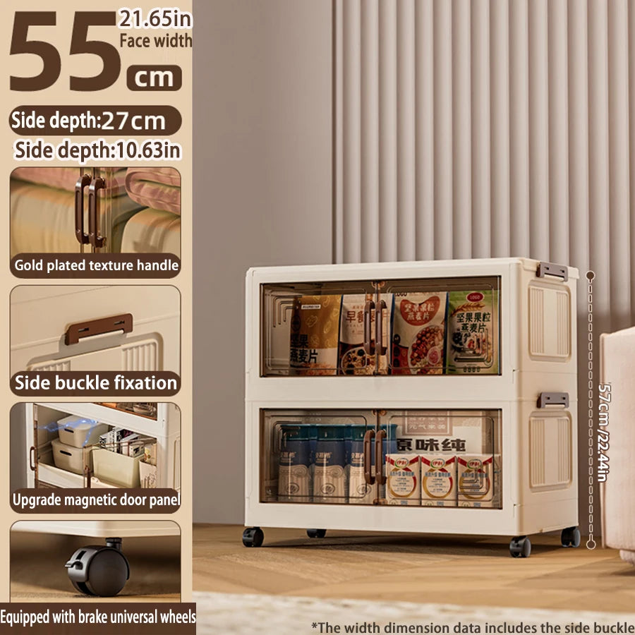 45/55/65cm Length Multifunction Storage Cabinet Large Capacity Foldable Easy-to-Install Storage Box Dustproof Wardrobe