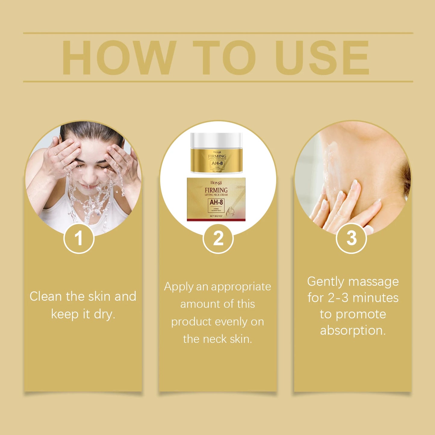 Ah-8 Firming Neck Cream Hexapeptide Moisturizing Tighten Loose Sagging Fine Lines Wrinkle Reduction Hyaluronic Acid Neck Lotion