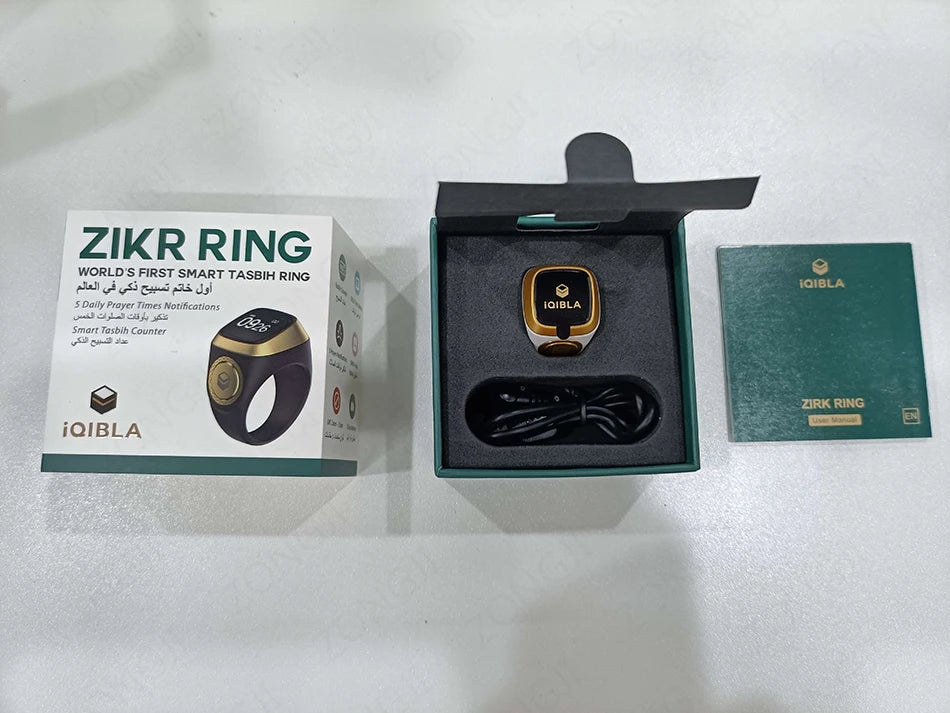IQibla Smart Zikr Rings Tasbih Tally Intelligent Digital Counter for Muslims Praise 5 Prayer Time Electronic Vibration Reminder