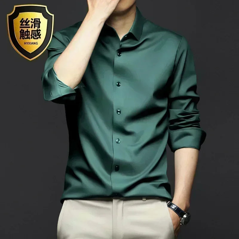Men's White Shirt Long Sleeve Non iron Business Dress Slim Fit Korean Version Professional Work White Casual Men's Suit Shirt