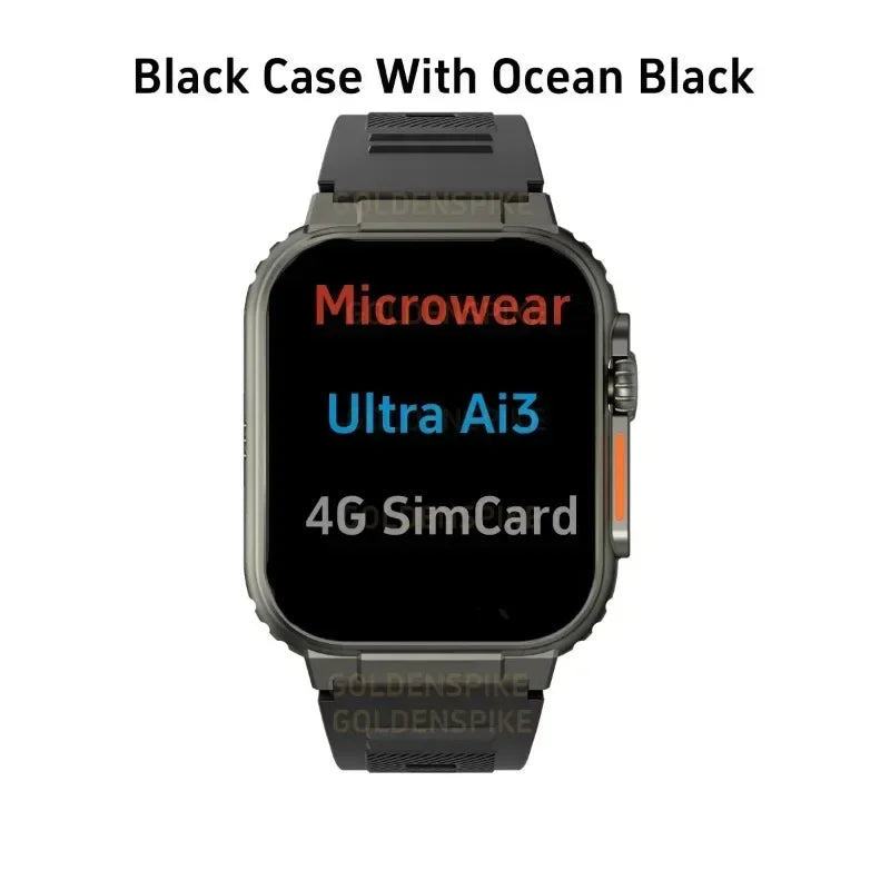 New Ultra Ai3 Smartwatch 4G Android Amoled HD Camera GPS WIFI Google Play Store App Download Game Bluetooth Smart Watch