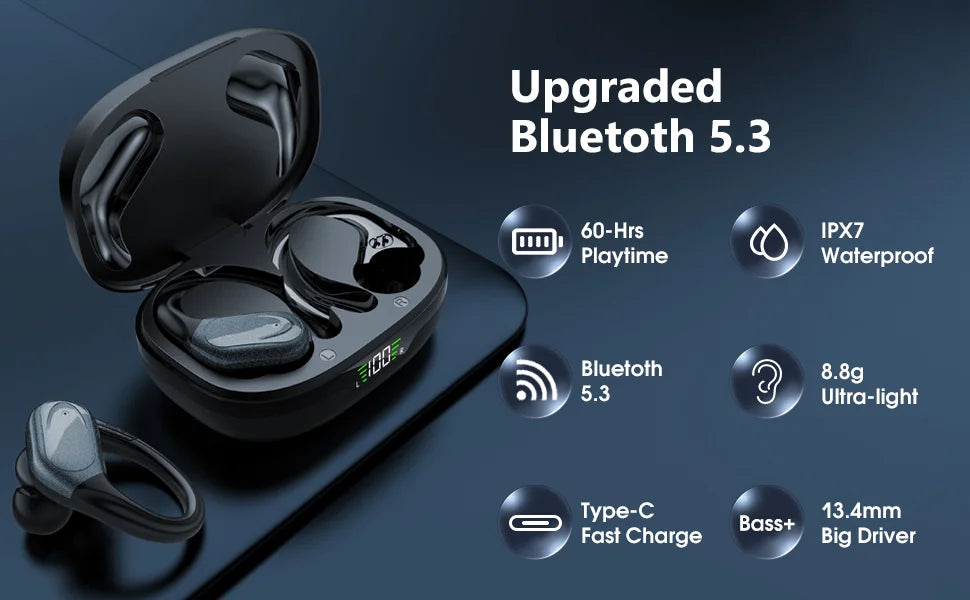 BX17 Bluetooth Earphones Tws Ear Hook Bluetooth 5.3 Running Sports Stereo Buttons Control With Microphone Wireless Headphones
