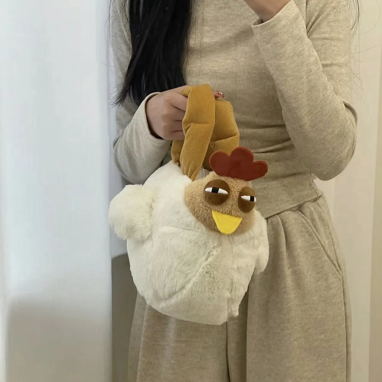 Creative Dozy Chicken Plush Bag Doll Pentant Squawk Alcoholic Chicken Soft Stuffed Cotton Plush Tote For Birthday Gift To Friend