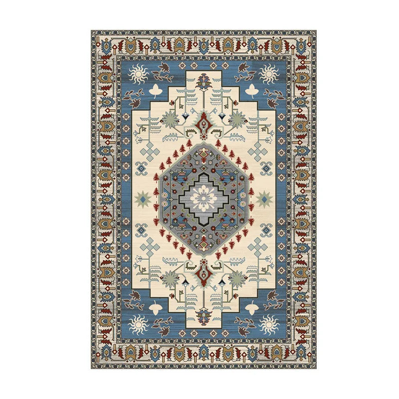 VIKAMA Washable Foldable Imitation Cashmere Carpet Entry Door Mat Persian Retro Style Living Room Bedroom Bed Soft Mat