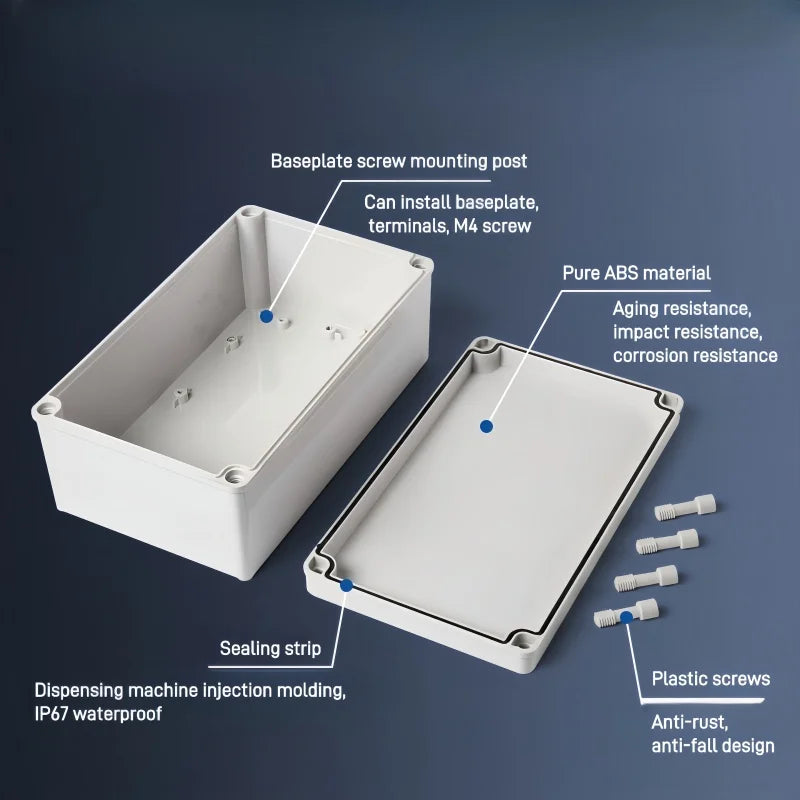 Transparent Waterproof Outdoor Enclosure Plastic Box Electronic Project Case Instrument Electrical Box IP68 Junction Box Housing