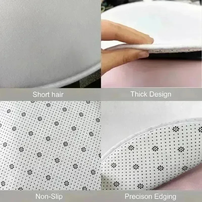 Vinyl Record Pattern Round Carpet Letter Print Home Decor Floor Mat Modern Music Theme Non-Slip Rug for Living Room Music Room