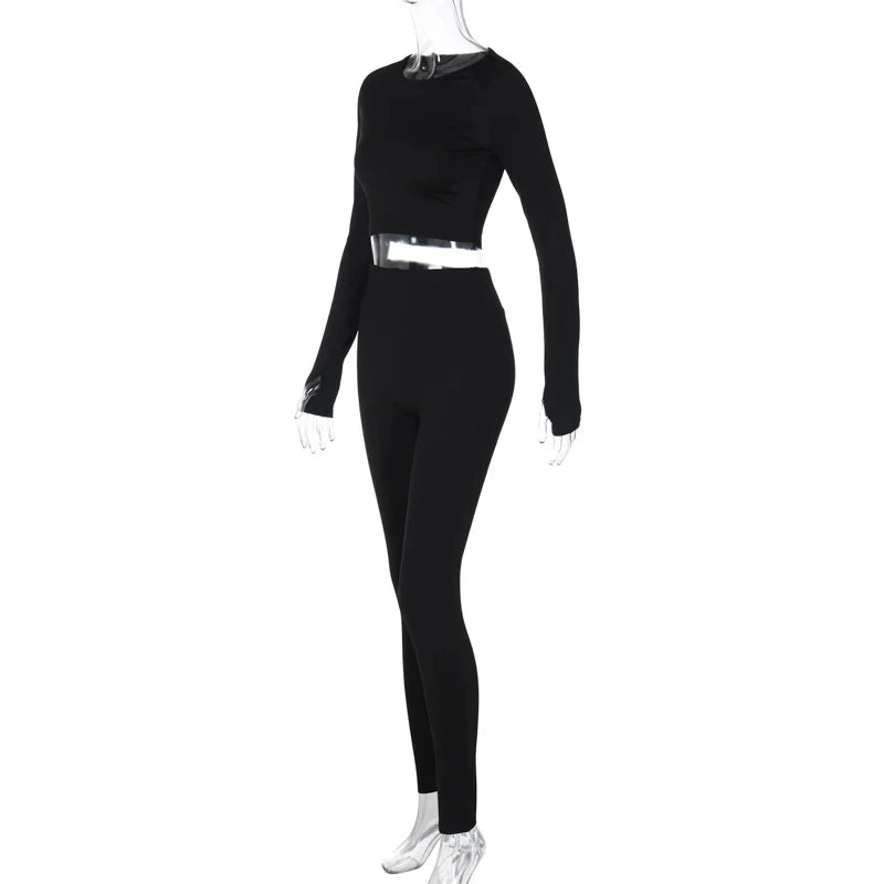 Dulzura Women 2024 Autumn Winter Long Sleeves Crop Tops Long Pants Two Piece Matching Sets Tracksuit Wholesale Items S3613114K