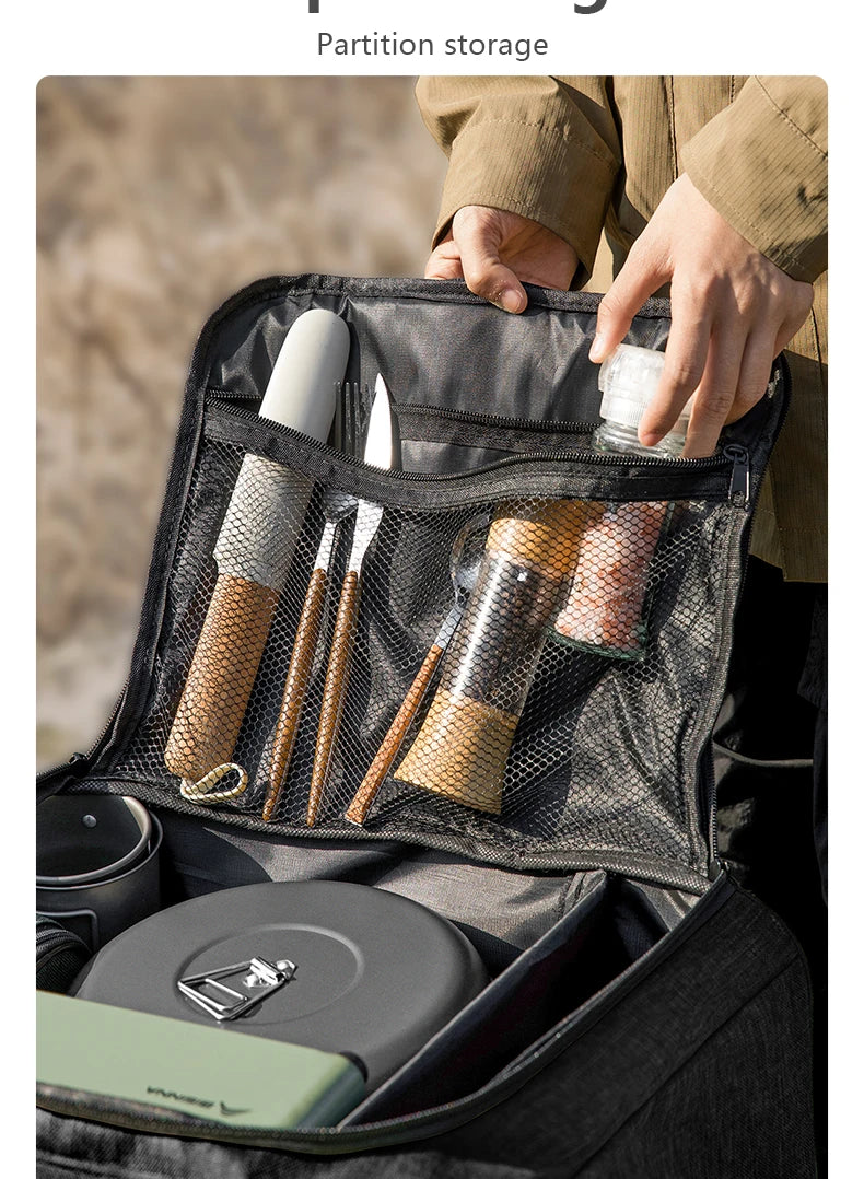 BISINNA Outdoor Camping Bag 26L Folding Gas Tank Storage Bag Picnic Cookwre Container Camp Supplies Adjustable Partition