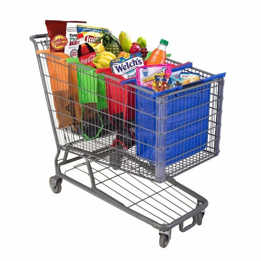 4Pcs/set Foldable Cart Trolley Supermarket Shopping Storage Bags Reusable Eco-Friendly Grocery Shop Handbag Nonwovens Tote Bag