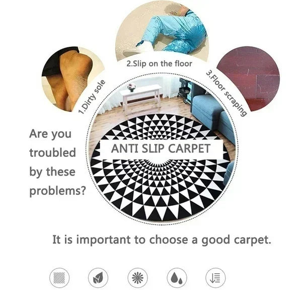 Cute Animals Print Large Area Round Rug Non-Slip Wear-resistant Circle Carpet for Living Room Bedroom Soft Floor Mat Home Decor